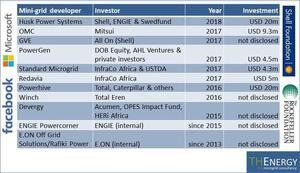 Main investment activities and stakeholders in the mini-grid market. - © THEnergy
