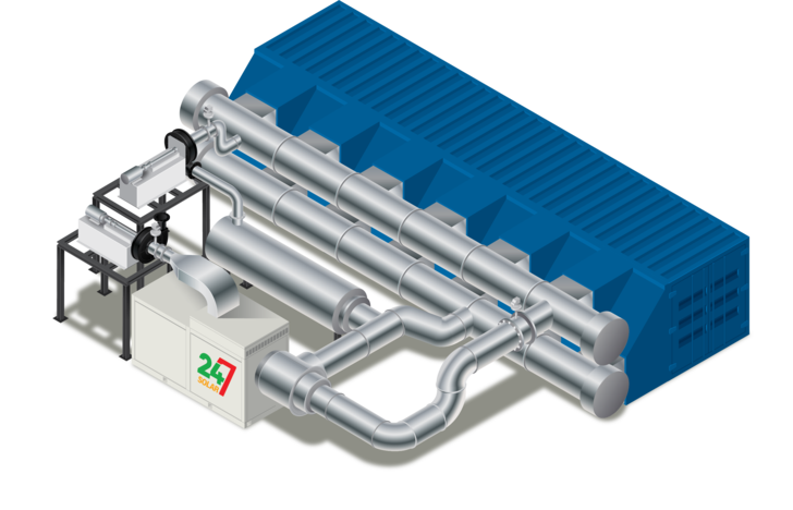 The battery system can also be combined with a combustor to produce even more heat from fuels such as green hydrogen. - © 247Solar
