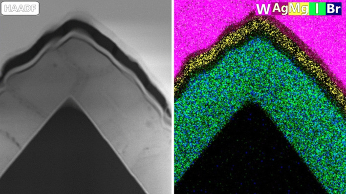 © Fraunhofer ISE Up-close and in Technicolor – perovskite/silicon tandem solar cells fabricated with hybrid evaporation/blade-coating.