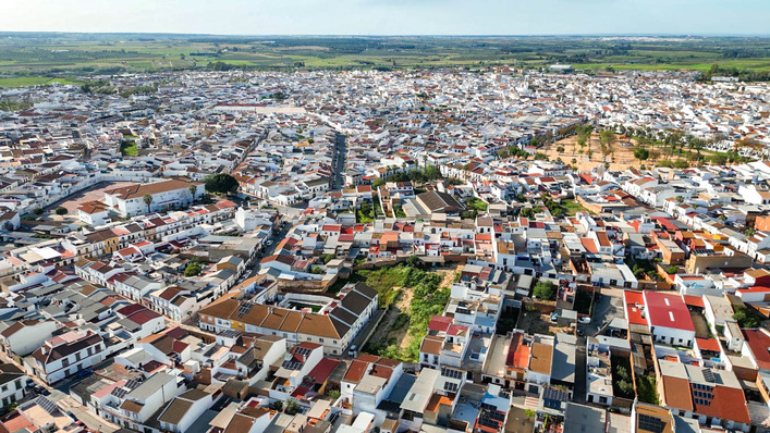 © Aiko Aerial view of Almonte in Huelva province, Andalusia, home to around 25,000 residents